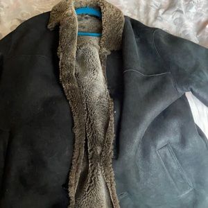 Men’s Black Leather Jacket with Lamb’s wool Lining
